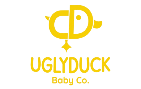 Yellow UglyDuck Baby Co. logo with a stylized duck-head monogram and text on a plain white background.